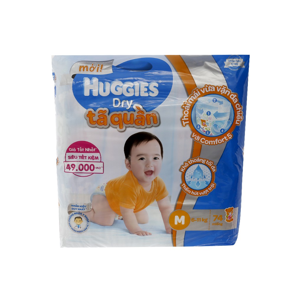 Tã quần Huggies Size M 74 Miếng (Cho bé 6 đến 11Kg)