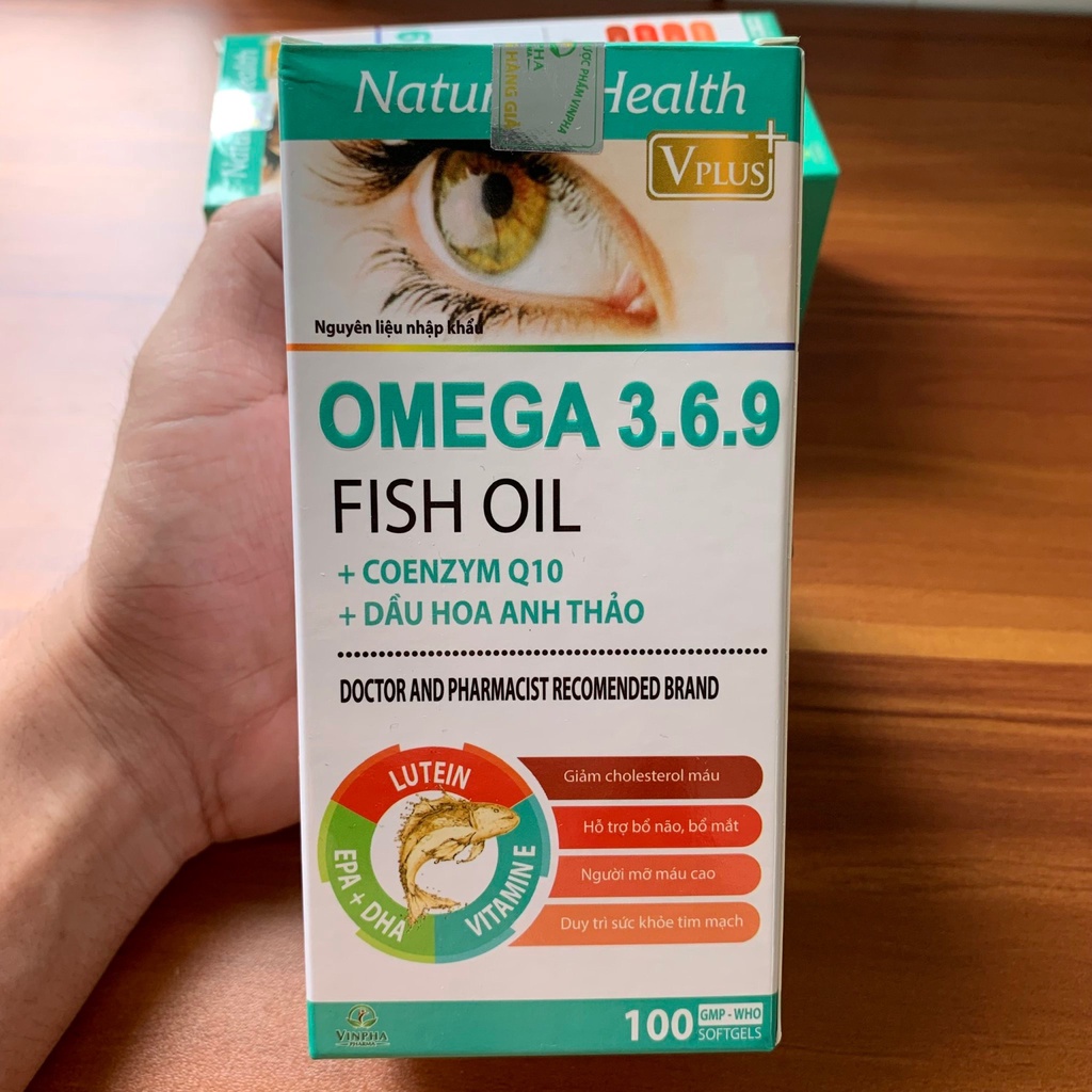Viên dầu cá Omega 3 6 9 Fish oil Bổ não, sáng mắt, khỏe mạnh tim mạch, tăng cường trí nhớ - Hộp 100 viên