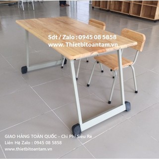 bàn mầm non chân gấp chất liệu Gỗ