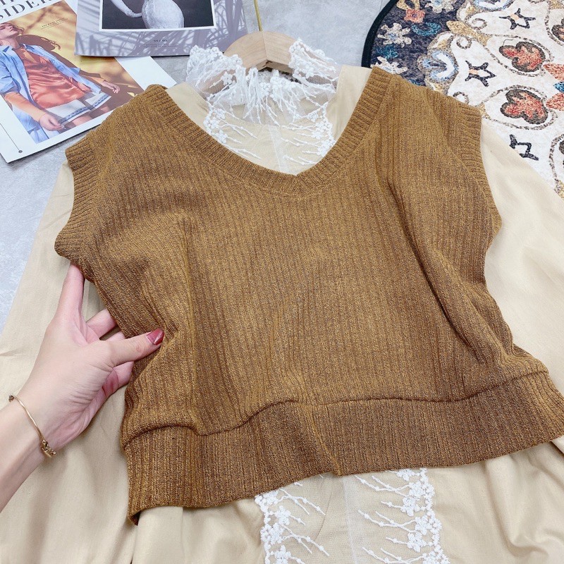 Set 3 món Áo gile mix chân váy