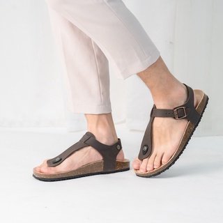 DK10 - Sandal Đế Trấu BIOLINE Official Quai Da Bò Tách Ngón Lót Pu Kem Chống Nước