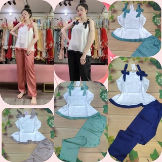 đồ bộ 2 dây nữ chất lụa satin  💕FREESHIP😘😘bộ dài mặc nhà 2 dây bản chất lụa satin quần dài có túi