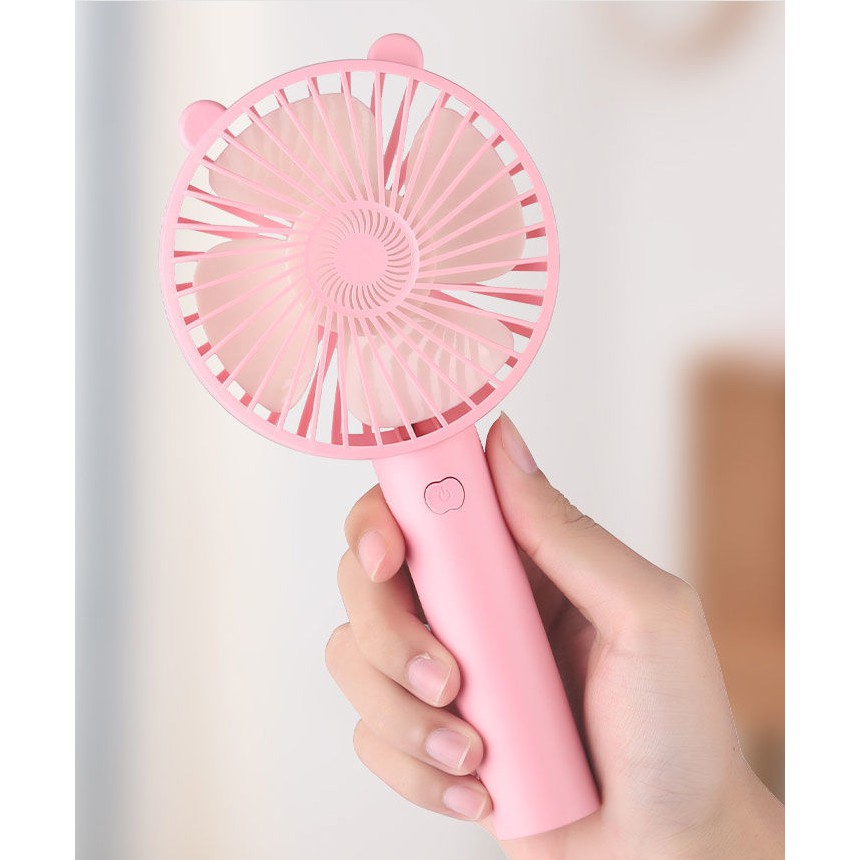 QUẠT MINI CẦM TAY TÍCH ĐIỆN, TAI THỎ CÓ CHỖ ĐỂ ĐIỆN THOẠi