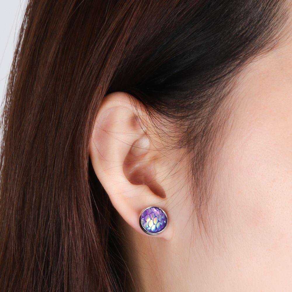Set 6 Đôi Bông Tai Họa Tiết Vảy Cá Thời Trang Dự Tiệc|Vòng Đệm Tròn 12mm 12mm Chất Lượng Cao