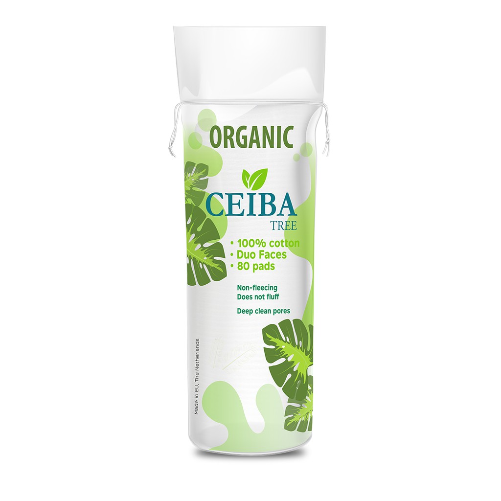 Bông tẩy trang Organic Ceiba dành cho da nhạy cảm 80 miếng