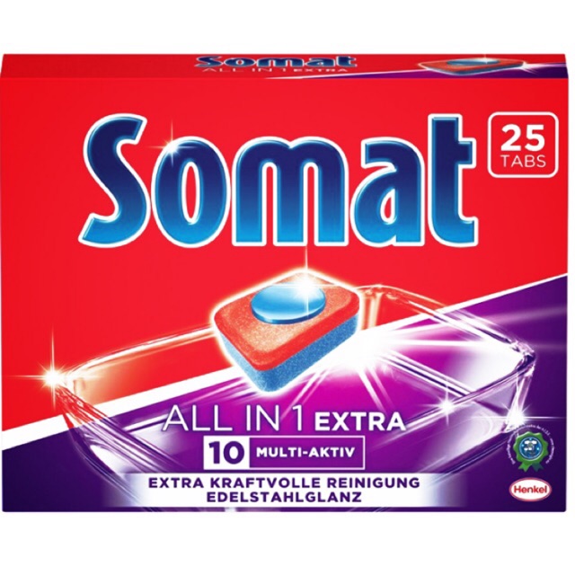  Viên rửa chén bát ly - SOMAT All in 1 - 10 Actions (25Viên ) made in Germany