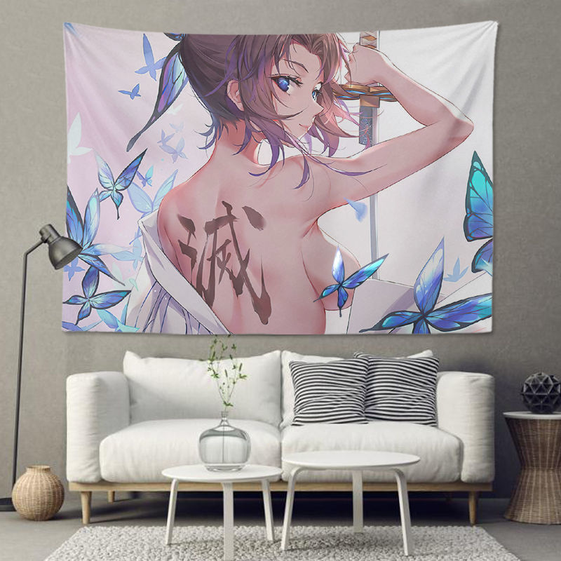 Anime Kimetsu No Yaiba Nezuko Tanjirou Background Fabric Dorm Room Bedroom Dress up Decoration Hanging Cloth