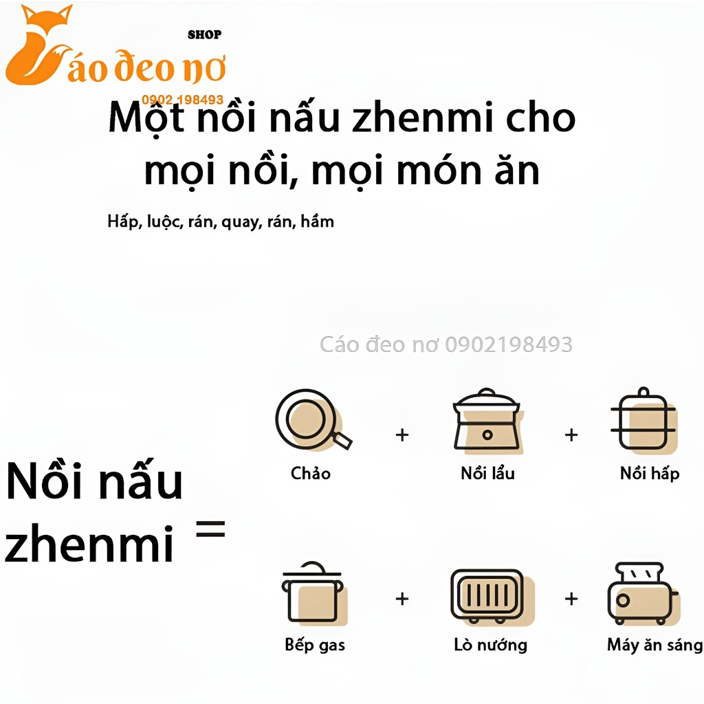Nồi Lẩu Nướng Đa Năng ZHENMI Dung Tích 4L - Cáo Đeo Nơ