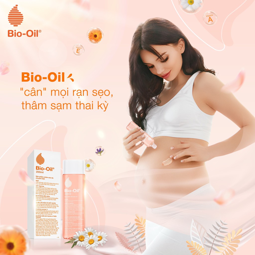 Bio Oil Hỗ Trợ Rạn Da, Thâm Nám Do Mang Thai, Da Khô, Mất Nước.