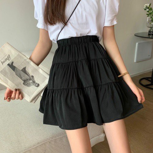 Chân Váy Chữ A Ngắn Chất Voan Kèm Lót 2 Màu Đen Trắng CV13 | BigBuy360 - bigbuy360.vn