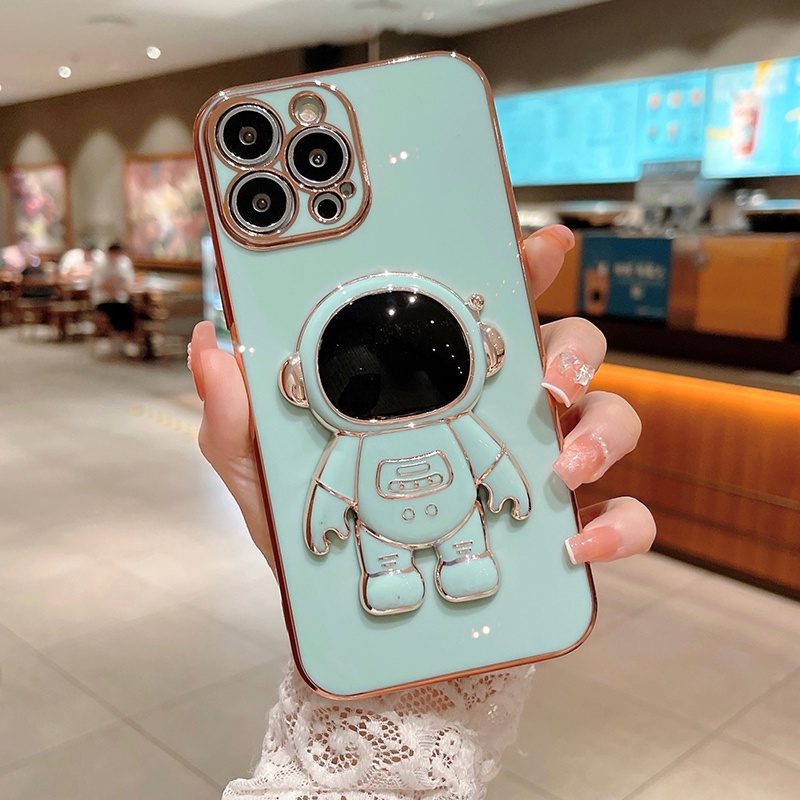 Ốp Lưng Iphone Phi Hành Gia kiêm giá đỡ điện thoại cho IP X XS XS Max 11 12 13 14 Plus Pro Max