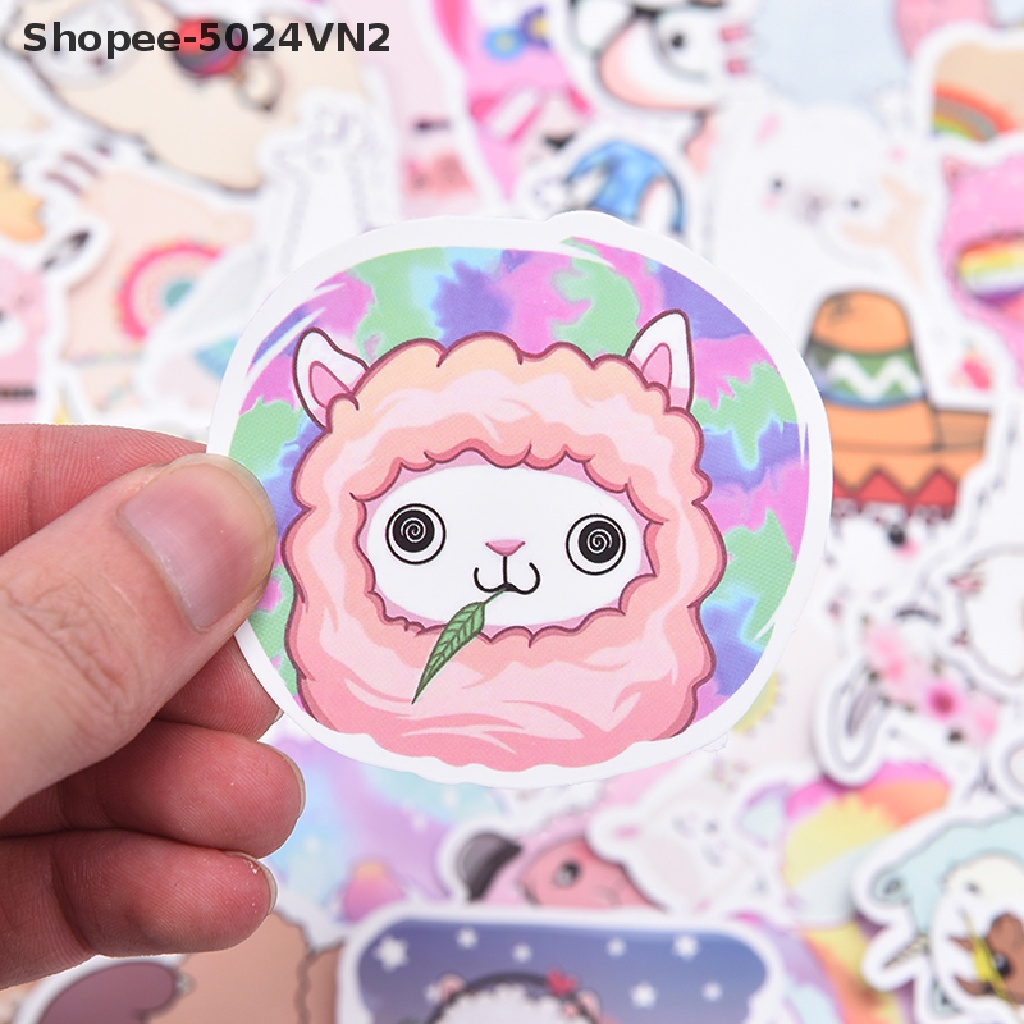 Set 50 Miếng Dán Hình Lạc Đà Alpaca Trang Trí Đa Ứng Dụng