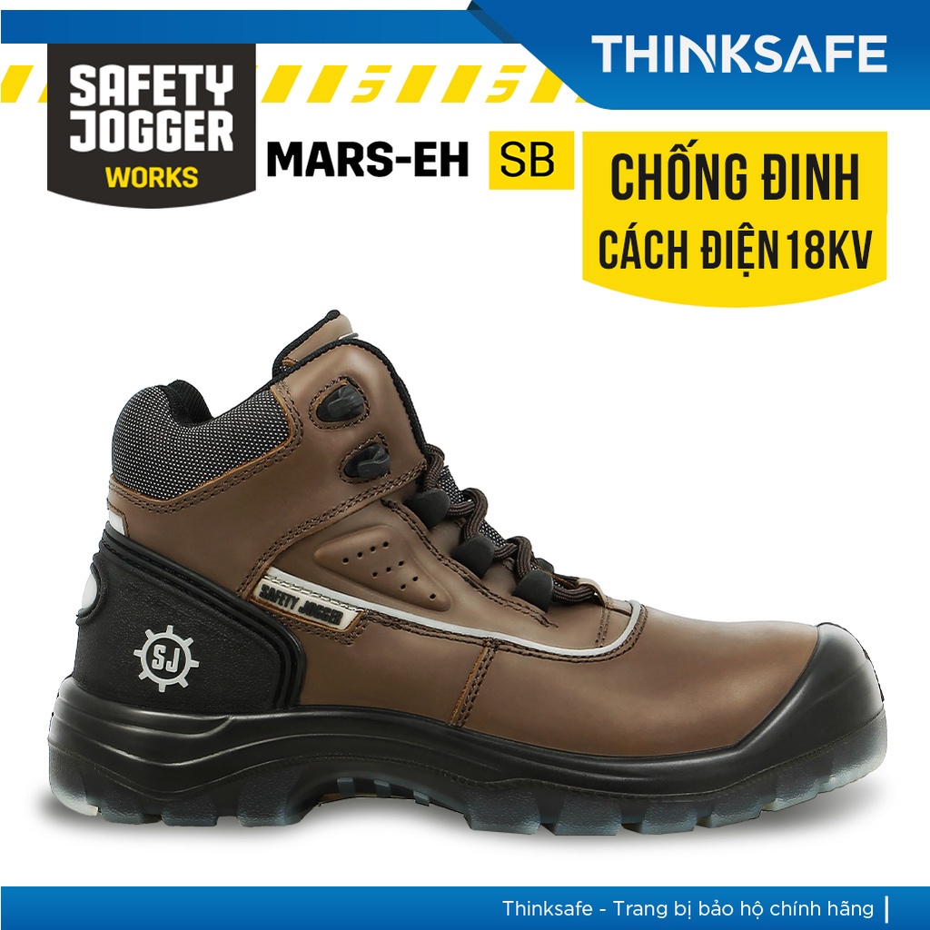 Giày bảo hộ lao động nam Safety Jogger Mars SB SRC cách điện 18KV, da thật cao cấp, cấu tạo phi kim nhẹ - Thinksafe