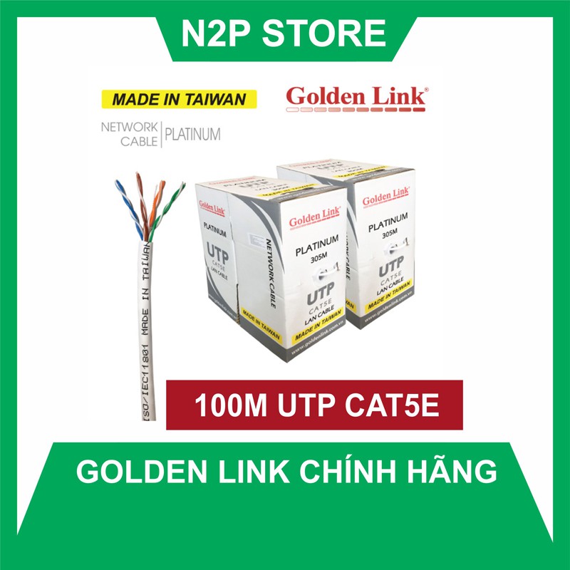 Thùng 100M cáp mạng LAN UTP CAT 5E Golden Link Platinum (Hãng phân phối chính thức)