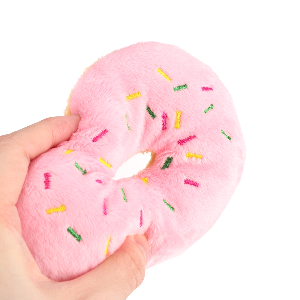 LONTIME Stuffed Plush Vocalization Donut Sound Squeaker Dog Chew Toys