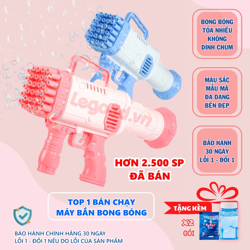 Gậy bong bóng phép thuật Có Led Âm Thanh Hapi Toys - Súng bắn bong bóng xà phòng 32 nòng KÈM PIN siêu mạnh LOẠI 1