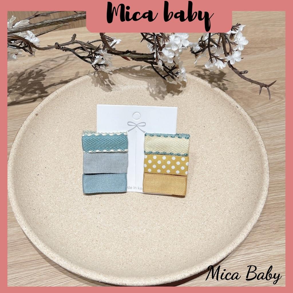 Set 6 kẹp tóc bọc vải kiểu dáng vintage dễ thương cho bé Mica Baby KT14
