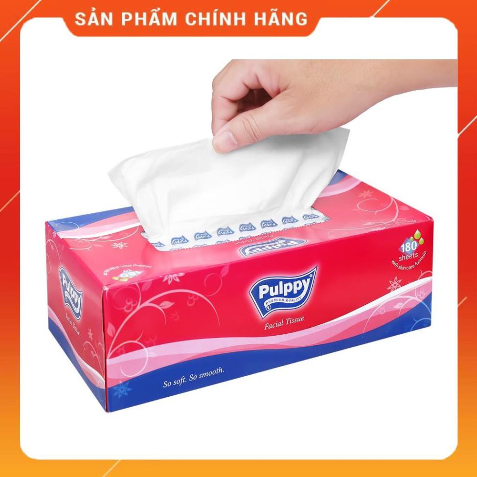 [Chính Hãng] Khăn Giấy Hộp Pulppy 180 tờ,giấy ăn cao cấp