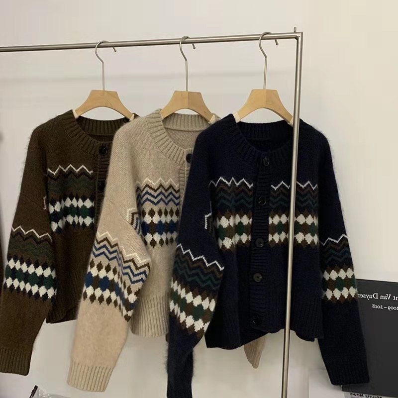 Áo Khoác cardigan Dệt Kim Mềm Dáng Rộng Ngắn Lưng Cổ Tròn Thời Trang Hàn Quốc Cổ Điển 2022