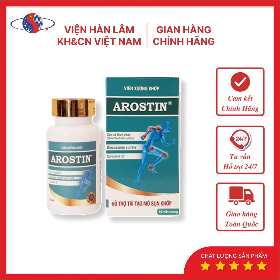 Viên xương khớp Arostin Viện Hàn lâm KH&CN Việt Nam - Tốt cho người bị thoái hóa khớp, thấp khớp, đau khớp