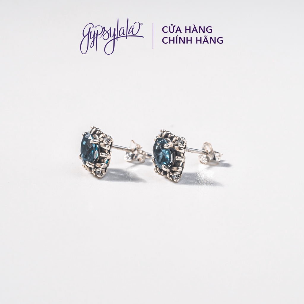 Bông Tai Xanh Dương Đá Topaz Thiên Nhiên Bạc 925 SP003243 Gypsy.lala