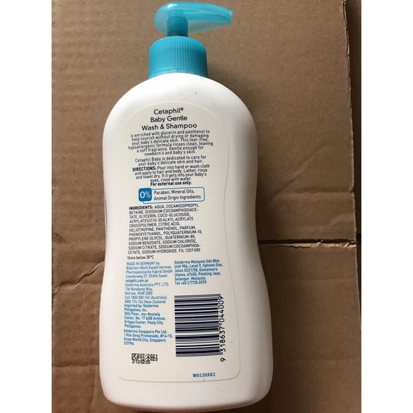 Sữa tắm gội cetaphil baby gentle wash &amp; shampoo hair &amp; body (cho trẻ từ sơ sinh trở lên) 400ml