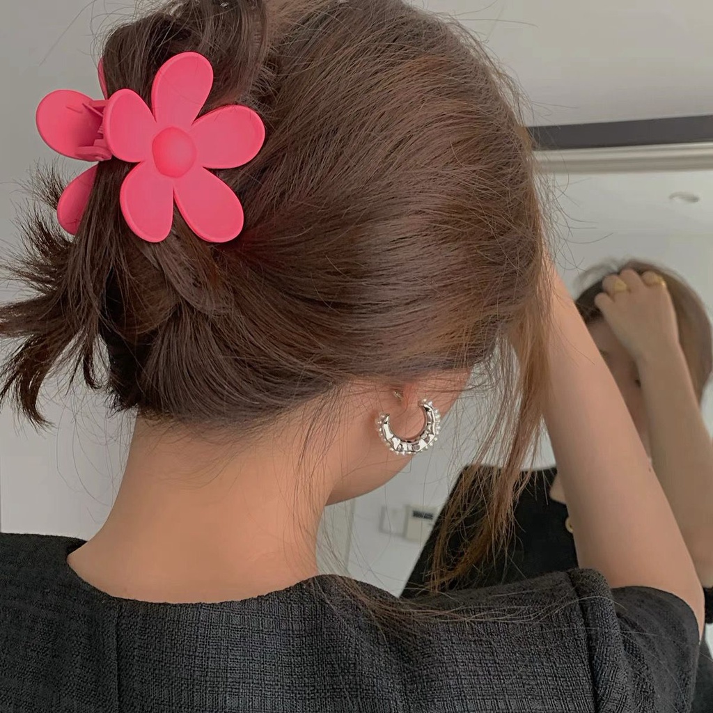Kẹp Tóc Càng Cua Màu Trơn Hình Hoa Dễ Thương Cho Nữ