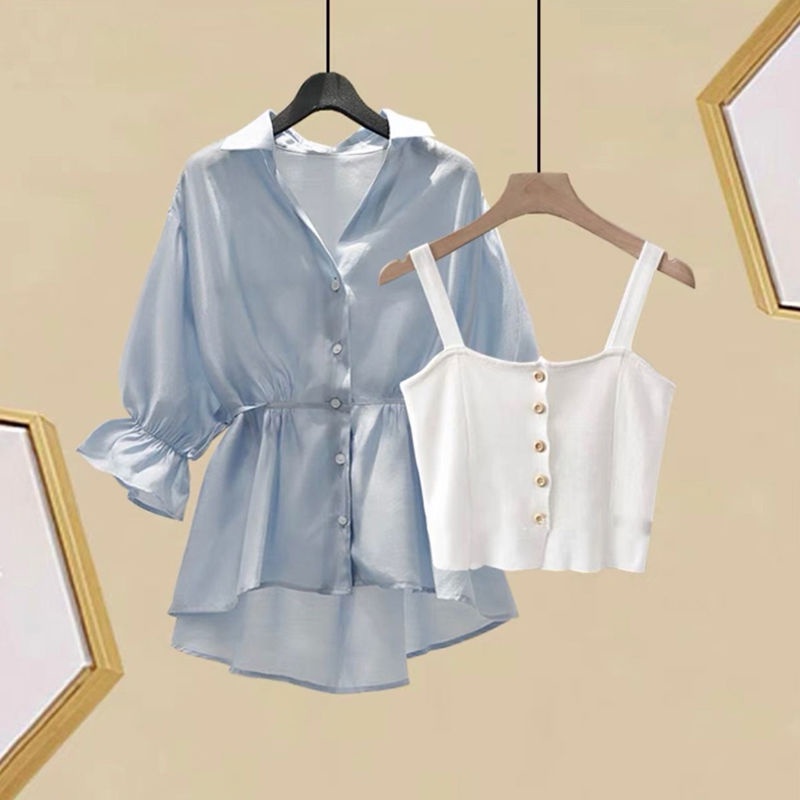 Jiashucheng Áo Sơ Mi Eo Hẹp Phong Cách Mới Dễ Phối Đồ Mùa Hè Cho Nữ