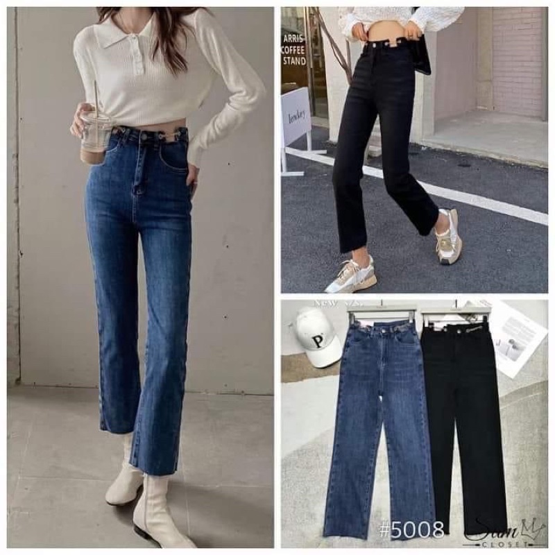 5008 C2 Quần Jean Fanegu Demin Quảng Châu Dày Đẹp Có Dây Xích Ở Hông Siêu Xinh