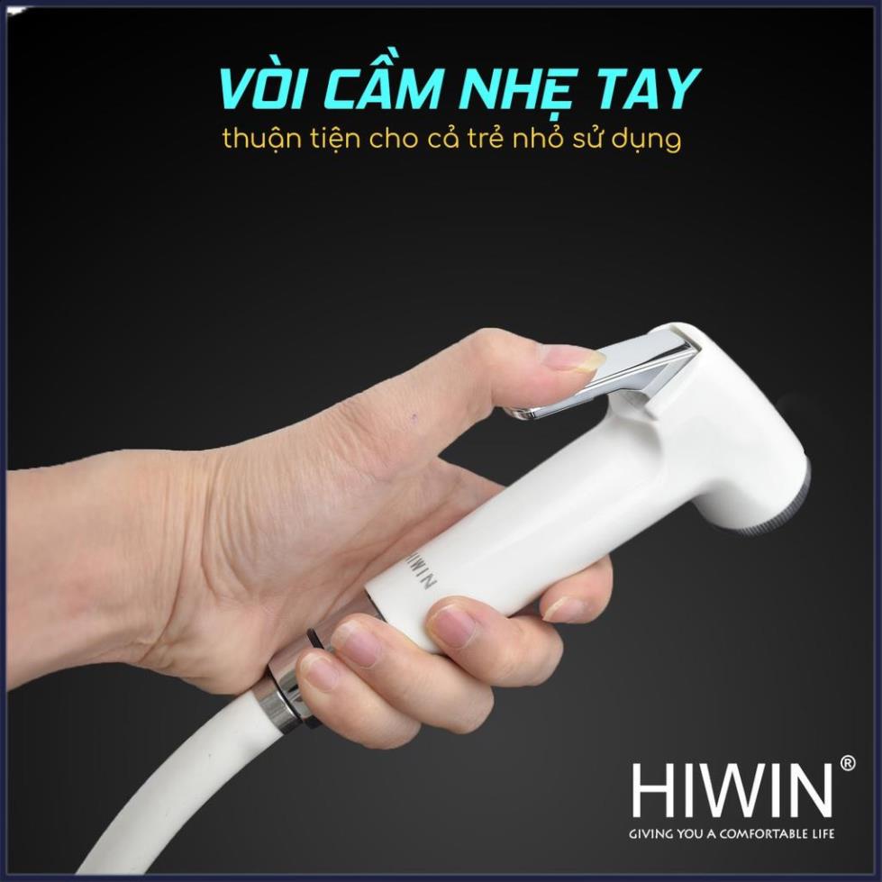 Bộ vòi xịt vệ sinh đa năng chất liệu nhựa ABS trắng sứ cao cấp HIWIN PJF-301WW