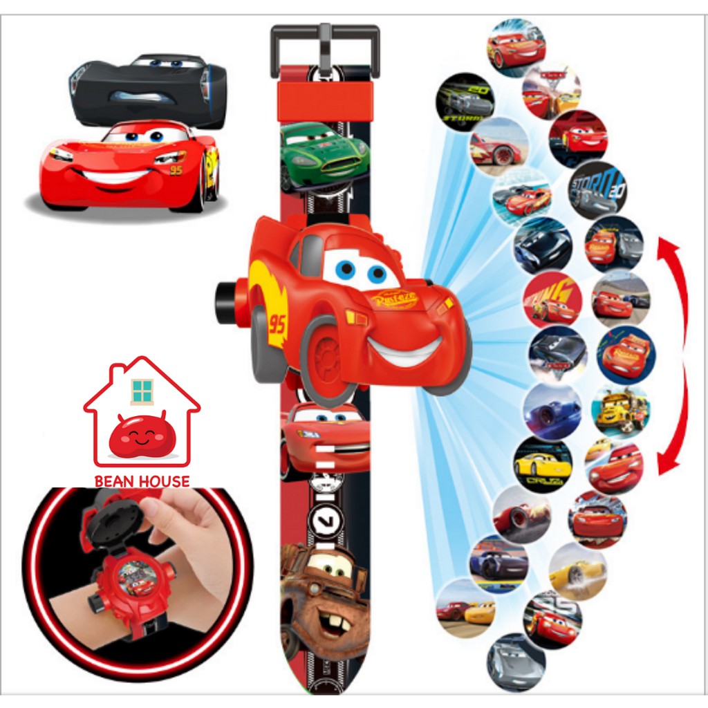 Đồng hồ chiếu  24 hình xe đua mặt 3D Siêu Ngầu