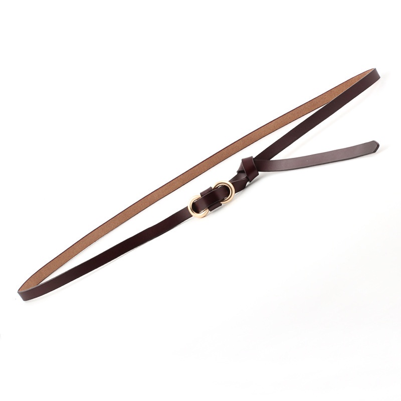 Thắt lưng da PU bản nhỏ màu trơn trang trí nơ xinh xắn dành cho nữ