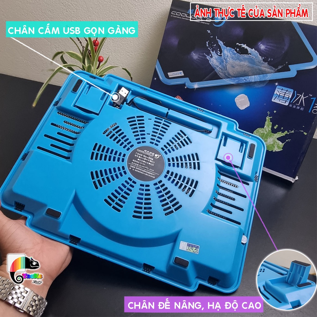 Đế tản nhiệt Laptop CoolCold K16, K17 Led Xanh Dương-I Cool Cold K16 K17 Led Blue