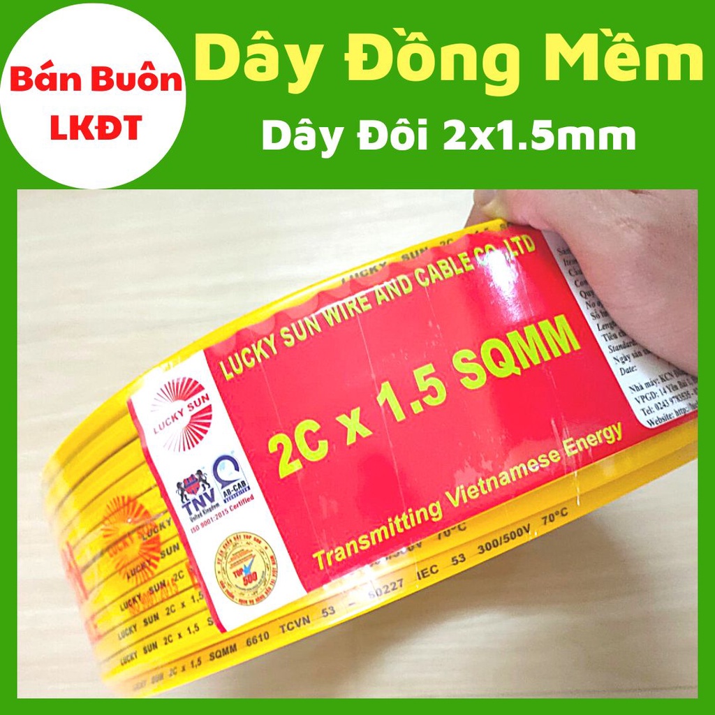 Dây điện đôi 2x1.5mm, dây đôi 1.5mm, dây điện đôi, dây điện [100% Dây Đồng]