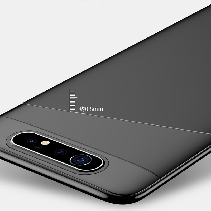 Ốp điện thoại tpu mềm siêu mỏng mặt nhám màu đen bảo vệ cho Samsung Galaxy A80