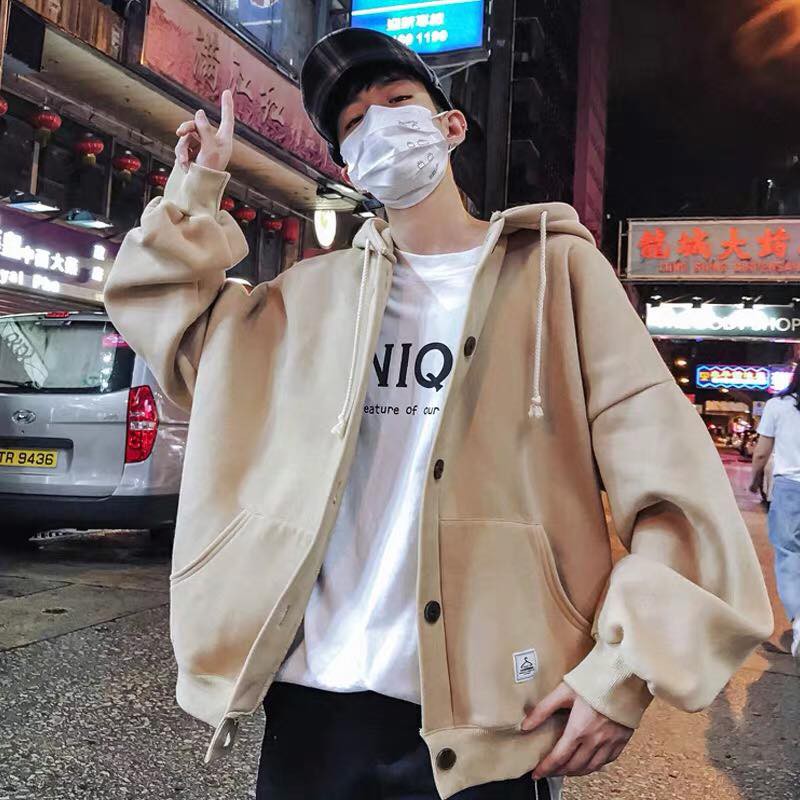 ÁO KHOÁC NỈ DÁNG HOODIE KEM _ UNISEX - Áo khoác nỉ