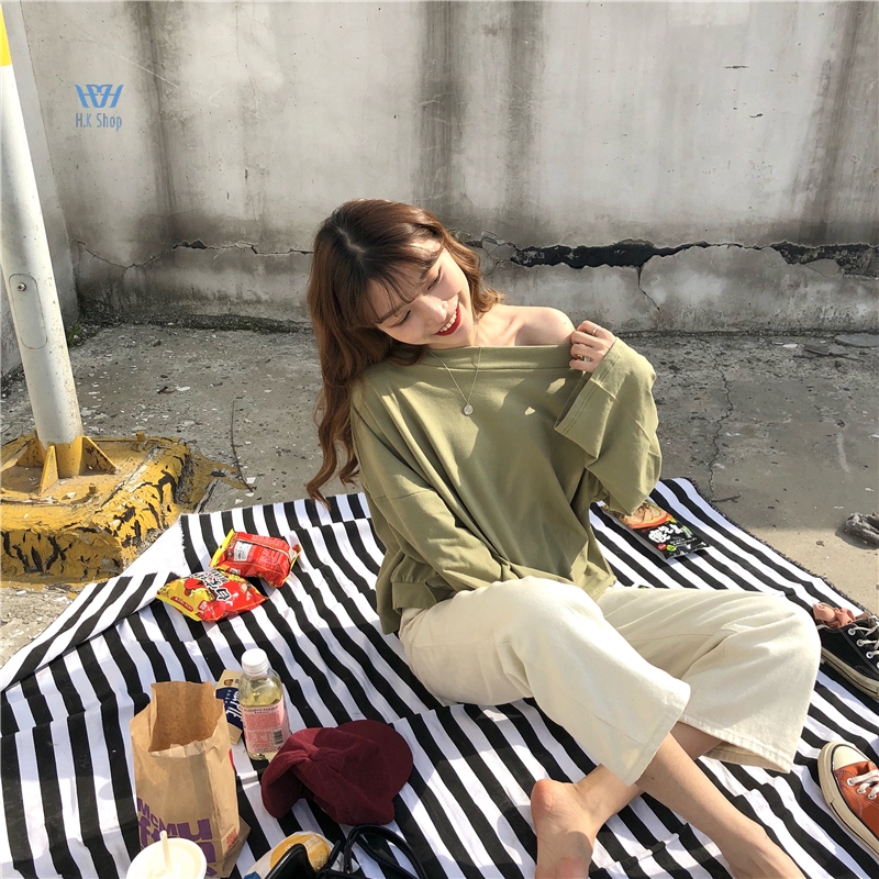 Áo trễ vai màu trơn kiểu dáng đơn giản hợp thời trang | BigBuy360 - bigbuy360.vn