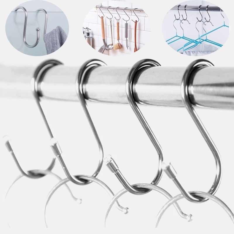 Móc Treo Đồ Dùng Hình Chữ S Bằng Thép Không Gỉ Đa Năng Gắn Tường Tiết Kiệm Không Gian