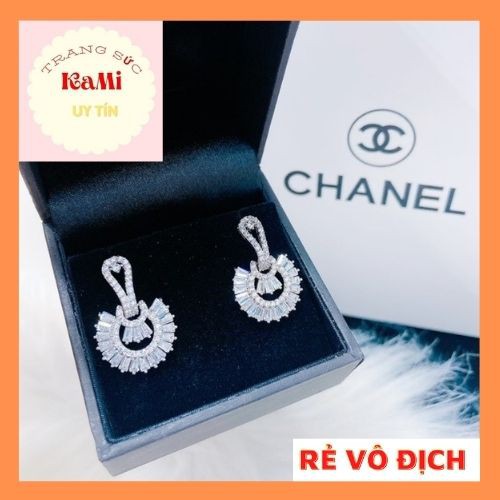 Bông tai Italy 💎𝑭𝑹𝑬𝑬𝑺𝑯𝑰𝑷 💎đá bagguet mạ bạch kim