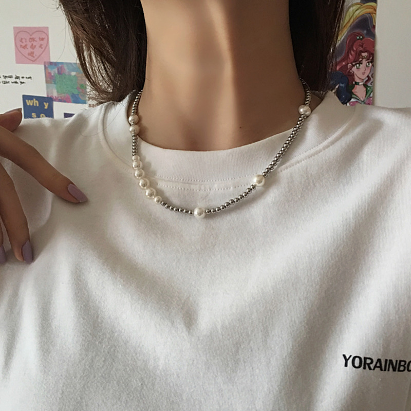 Dây Chuyền Đính Ngọc Trai Phong Cách Hip Hop Đường Phố 22186