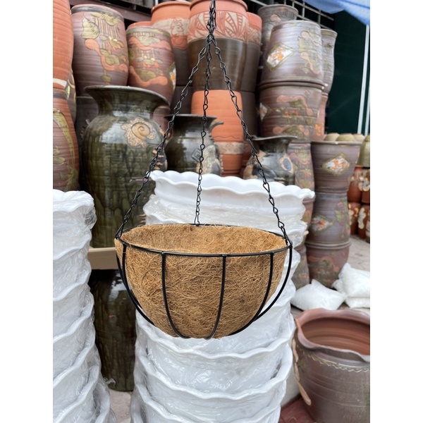 Chậu treo xơ dừa trồng cây, trang trí cực xinh