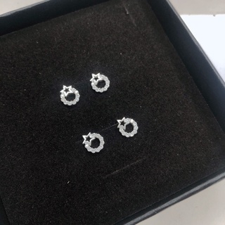 Khuyên tai bạc nữ khuyên tai tròn đính đá mẫu ngôi sao Silvergo Silver