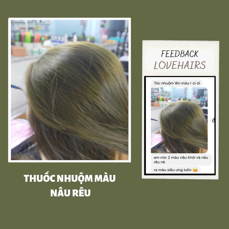 Thuốc Nhuộm Tóc Màu Nâu Rêu [Lovehairs] Thuốc Nhuộm Màu Nâu Rêu Cá Tính Màu Hot Trend Được Yêu Thích Nhất