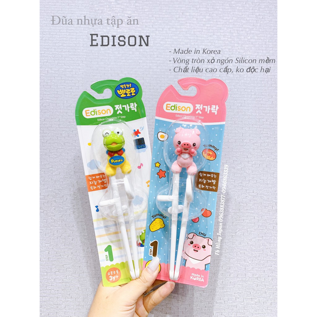 Đũa xỏ ngón tập ăn Edison cho bé từ 18+ trở lên made in Korea