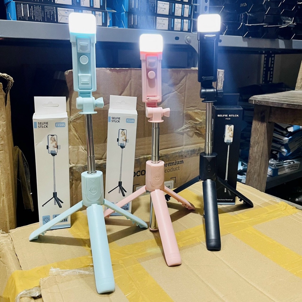 Gậy Chụp Ảnh Tự Sướng F210S 3 Chân Bluetooth Có Đèn Led, Gậy Chụp Hình Selfie Đa Năng Điều Khiển Từ Xa