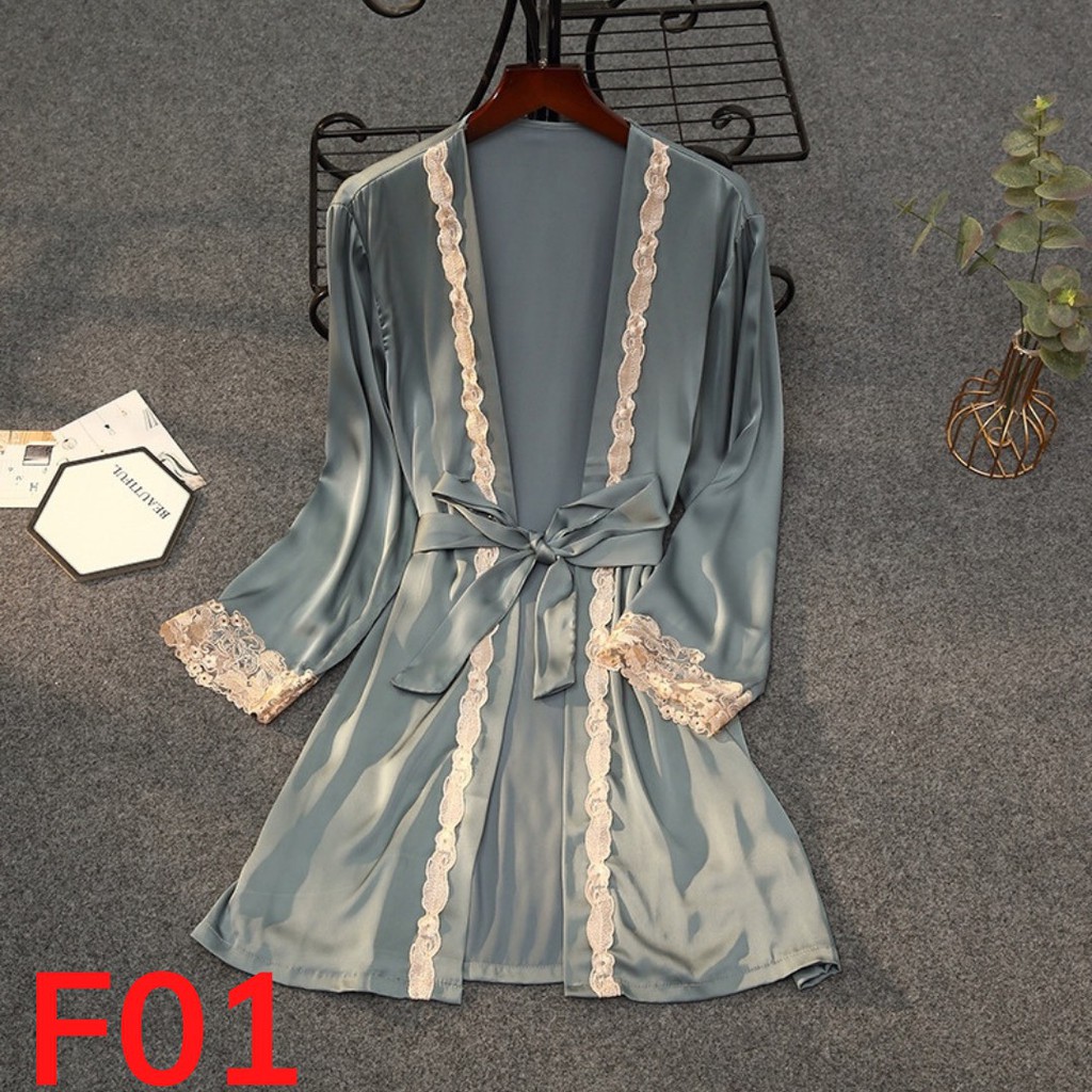 Áo choàng ngủ lụa satin sexy | BigBuy360 - bigbuy360.vn
