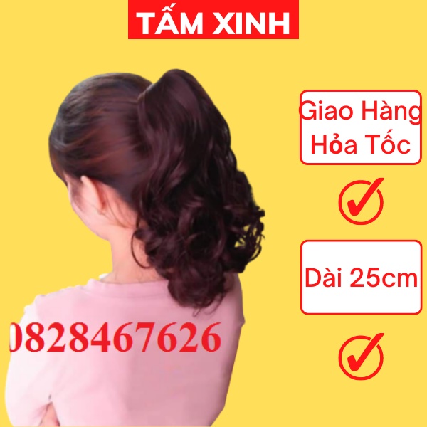 [VIDEO ẢNH THẬT] Đuôi tóc giả xoăn lọn ngắn quý bà 25cm