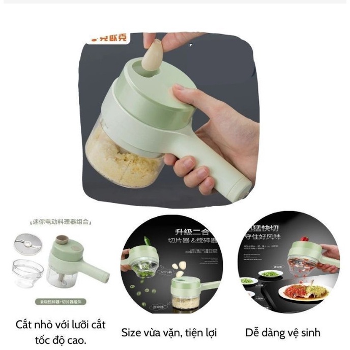 Máy xay cắt hành tỏi, ớt đa năng gồm 2 cối, dùng xay và cắt tiện lợi -T1