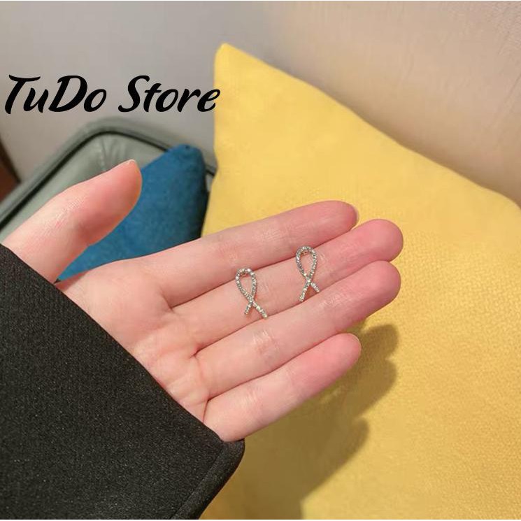 Bông tai, hoa tai nữ Hàn quốc mạ bạc 925 đính đá nhỏ gọn thời thượng HT3