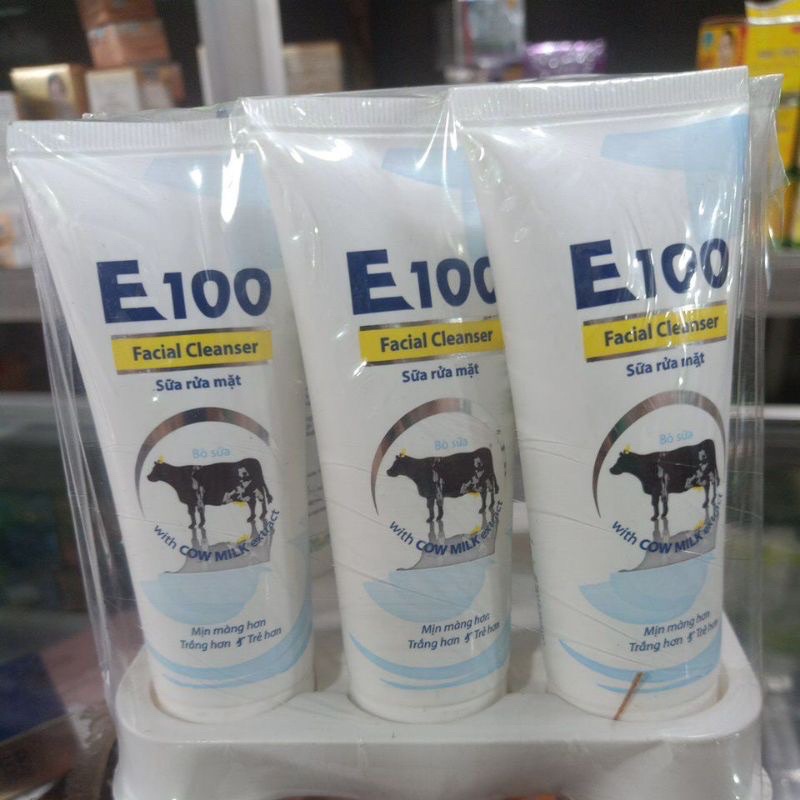 Sữa rửa mặt E100 tinh chất sữa bò tươi làm trắng da sáng mịn